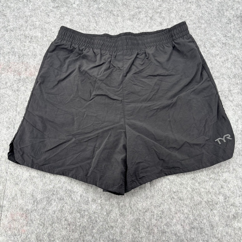 TYR Mens Athletic Running Shorts Black 2XL Lined Training Gym Shorts